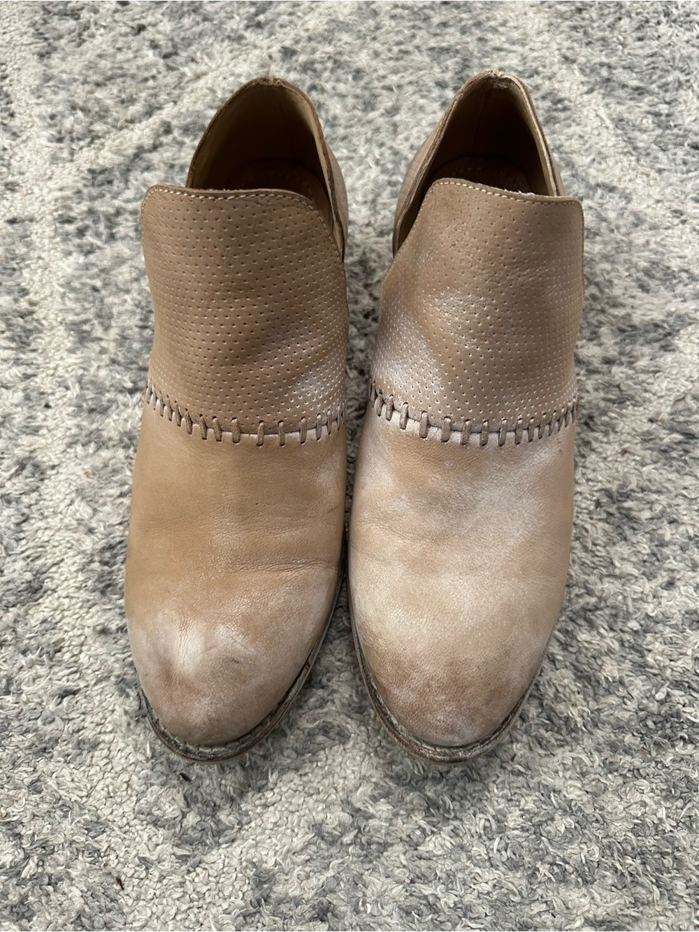 Roan Women’s Taupe Slip-On Ankle Booties with Stitch Detail